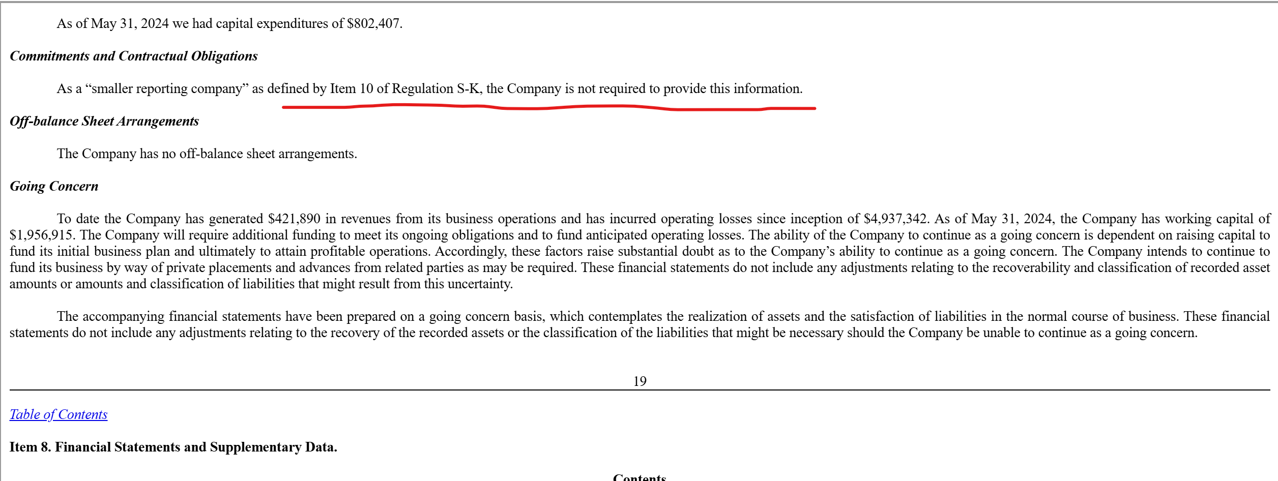 Karbon-X Corp 2024 10-K Contractual Obligations